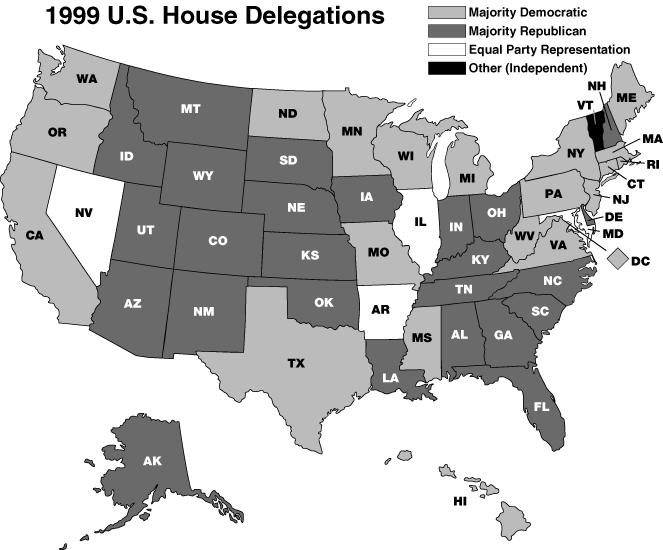Map of 1998 U.S. House Delegations