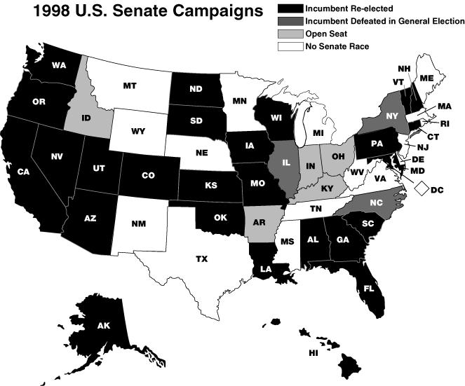Map of 1998 U.S. Senate Campaigns