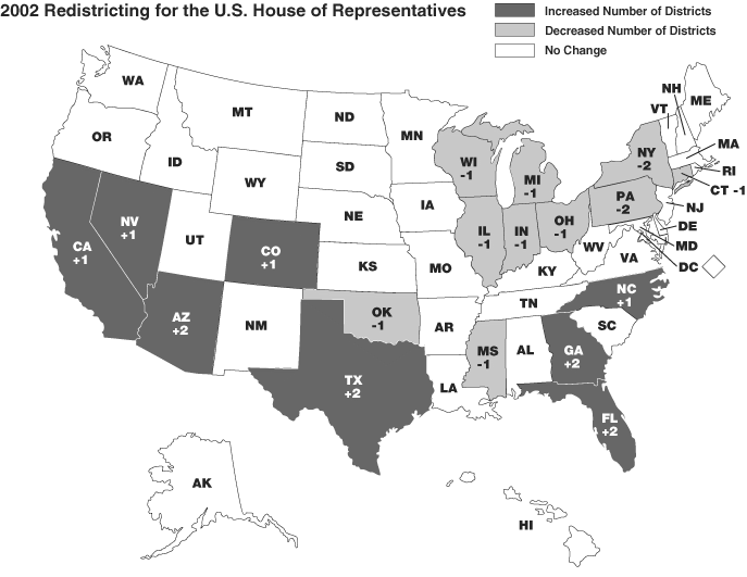 Map of 2002 U.S. House of Representatives Redistricting