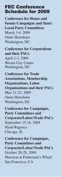 FEC Conference Schedule for 2009
