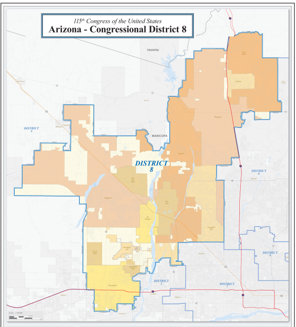 Map of Arizona's 8th congressional district (2017)