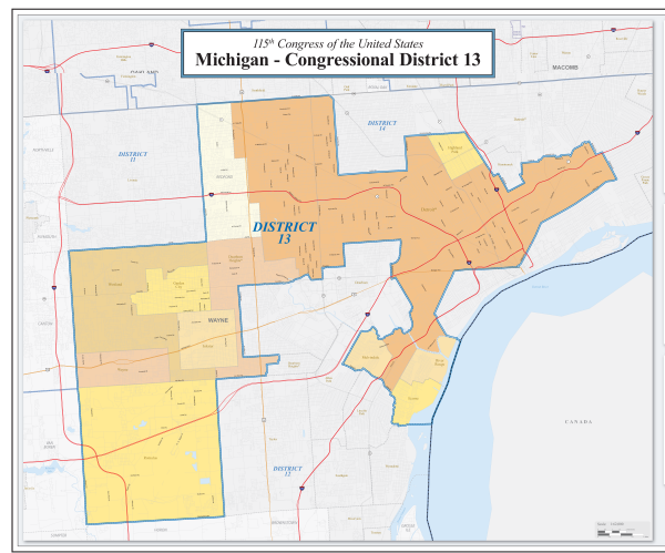 Map of Michigan's 13th congressional district (2017)