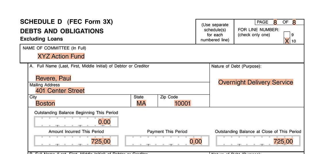 Staff Advance Debt Schedule