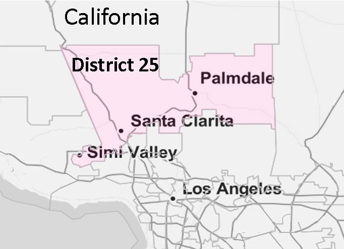 Map showing California's 25th congressional district (2019-2020)