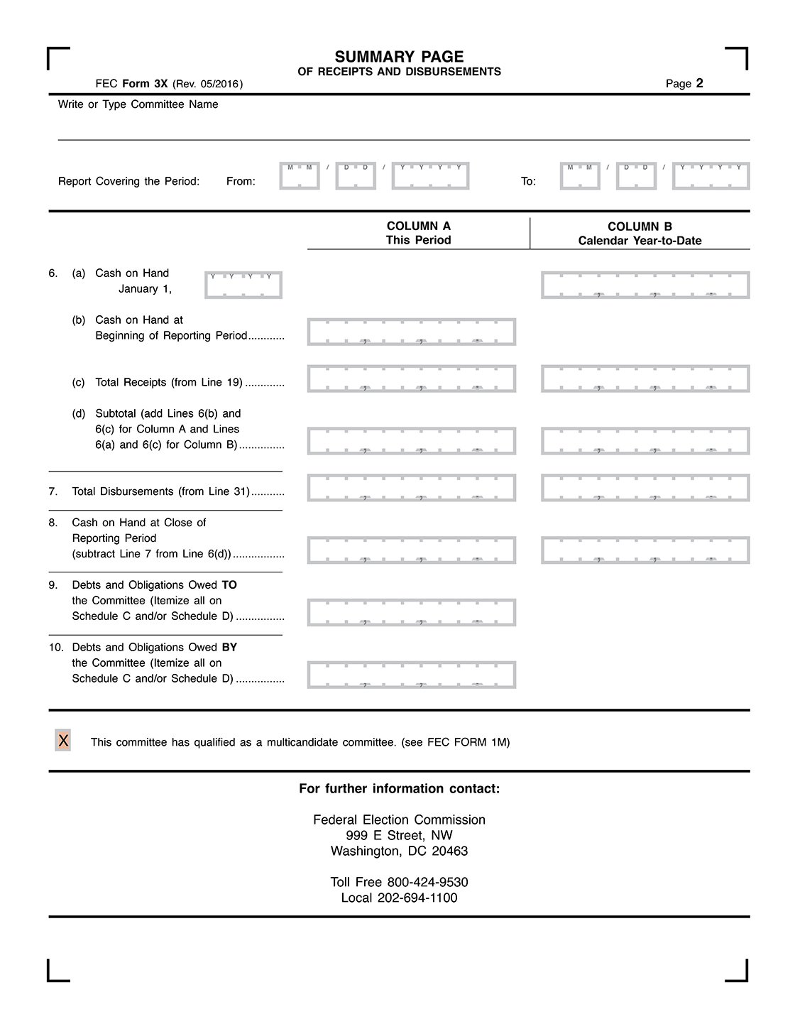 Image of Summary Page for the Form 3X