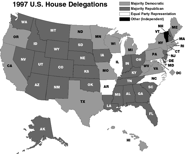 Map showing 1997 U.S. House Delegations