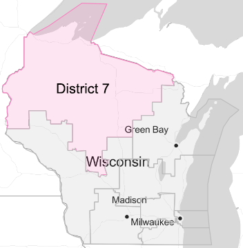 Map showing Wisconsin's 7th congressional district (2020)